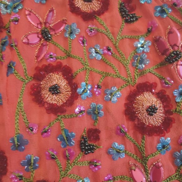 Carol Horns Habitat Silk Tank Beaded Vintage Embroidered - Picture 2 of 4